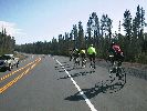 Kerie leading the paceline out of Diamond Lake